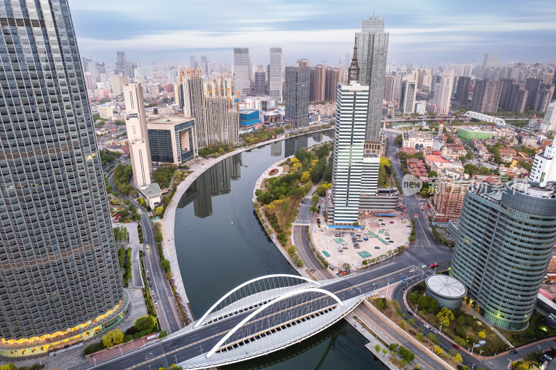 天津海河风景城市风光航拍