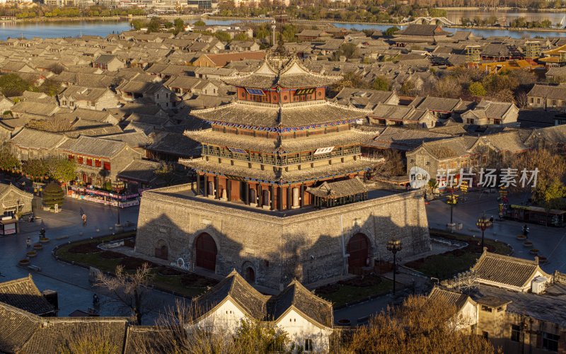 山东省聊城市东昌府区光岳楼航拍