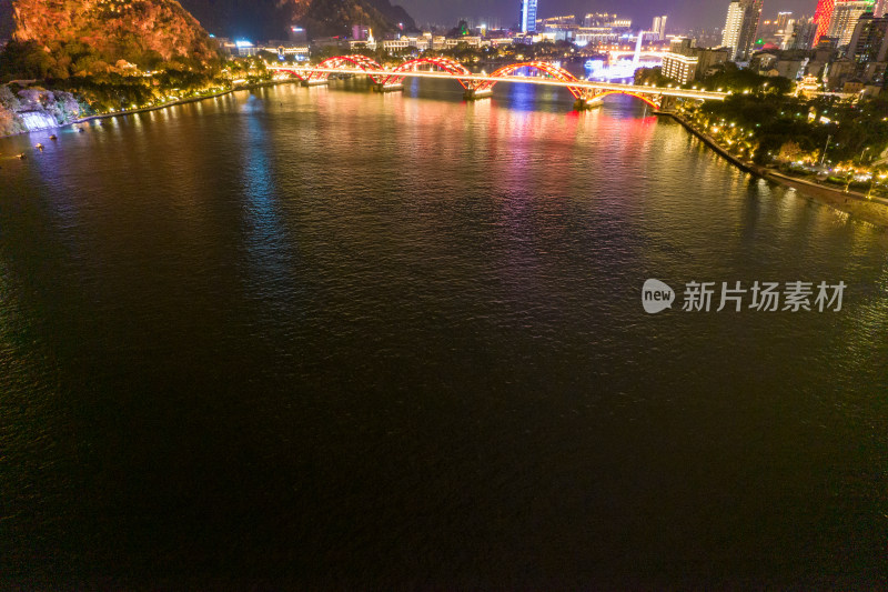 柳州城市夜景灯光柳江潘龙公园航拍
