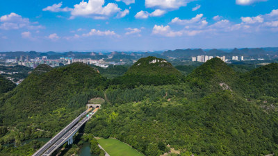 贵阳花溪十里河滩风景区航拍