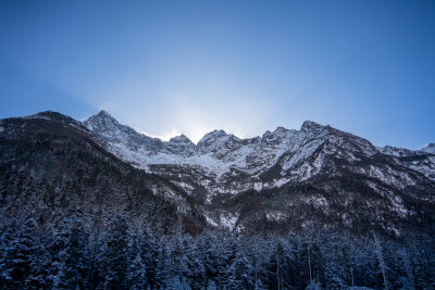 冬天川西毕棚沟雪山