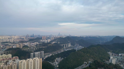 航拍贵阳大景云贵山山头公园