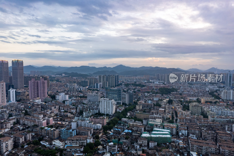 广东中山夕阳晚霞航拍摄影图