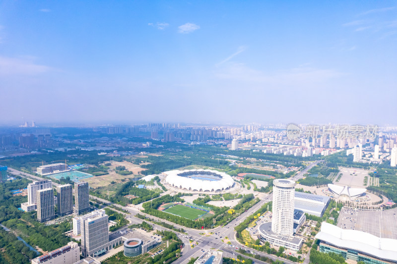 航拍河北沧州城市大景