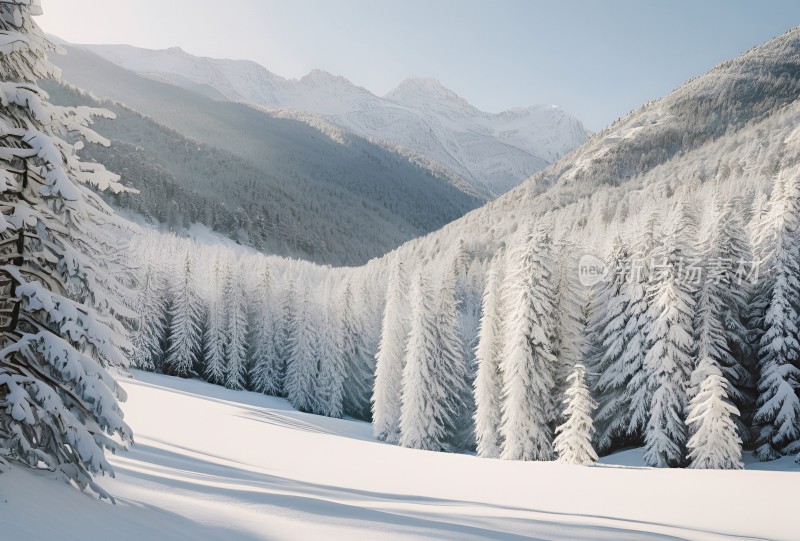 冬季森林白雪覆盖风景