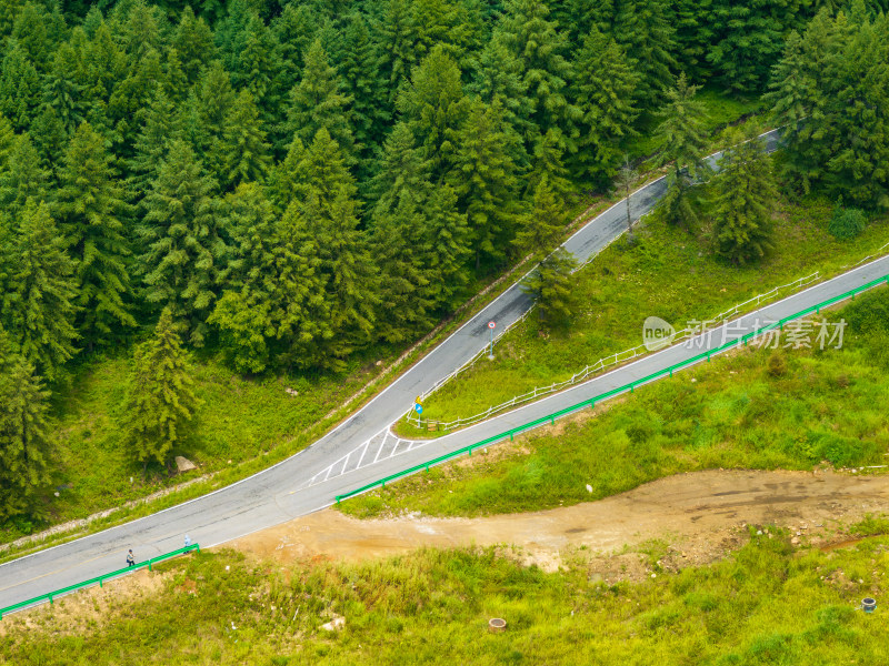 崇礼滑雪小镇森林道路五道沟山谷航拍风光