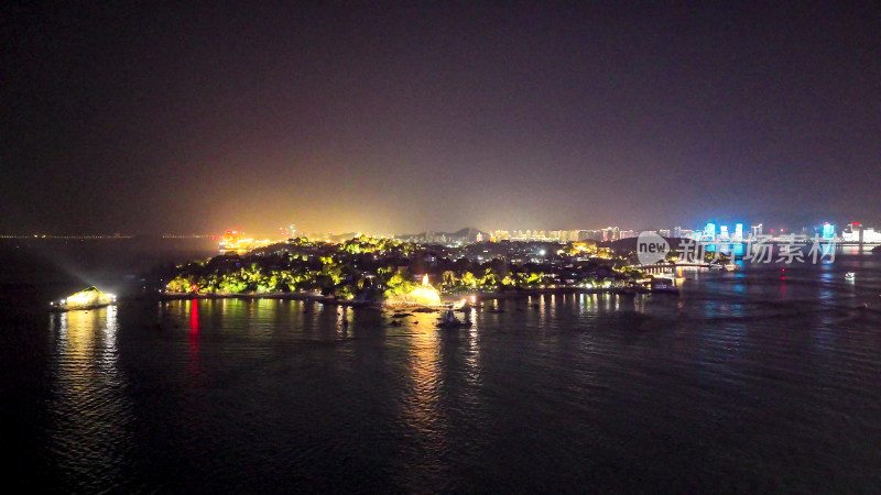 福建厦门鼓浪屿夜景航拍