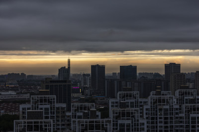 上海嘉定区嘉定老城晚霞落日夕阳