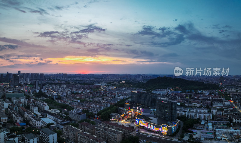 航拍昆山城市建筑风光夜景大景