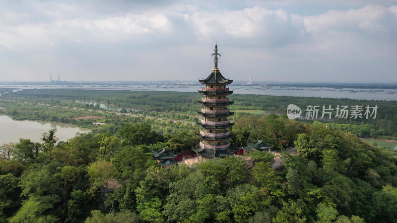 航拍江苏镇江焦山风景区5A景区