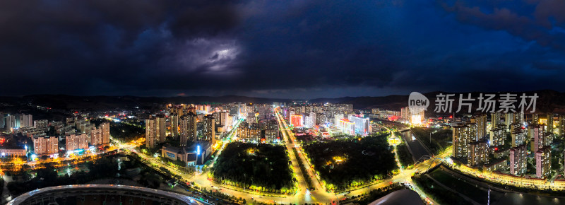 定西城市夜景航拍全景图