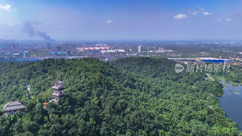 航拍湖北鄂州西山4A景区