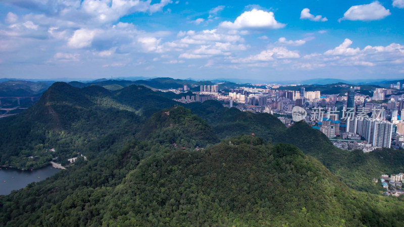 山中城市贵州贵阳城市大景航拍图