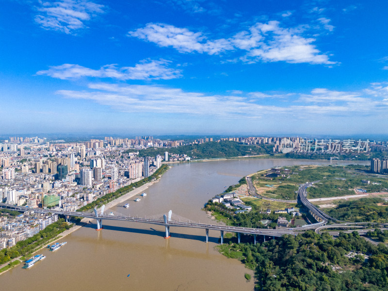 航拍泸州城市风光河流摄影图