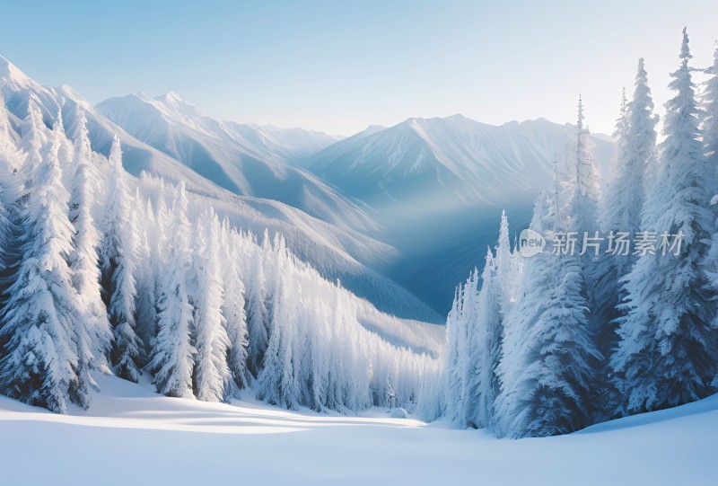 冬季森林白雪覆盖风景