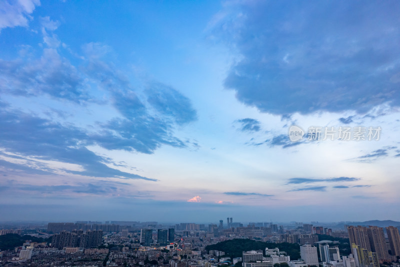 广东中山夕阳晚霞航拍摄影图