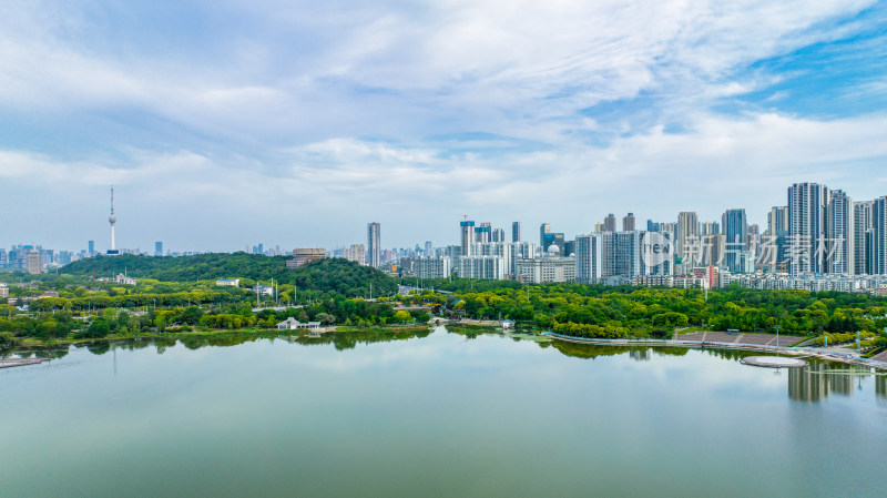 湖北武汉月湖风景区附近航拍