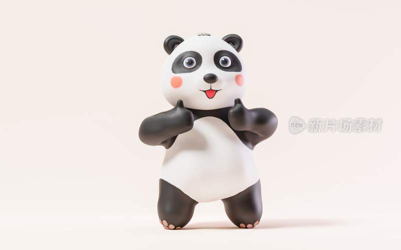 可爱的卡通熊猫角色3D渲染