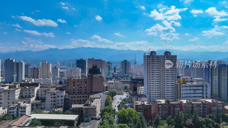 陕西宝鸡城市建设航拍图