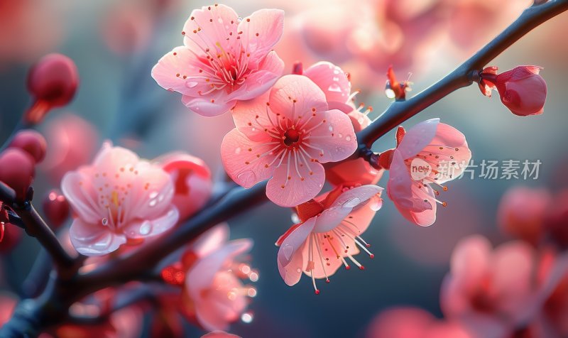 梅花盛开初春花朵清新淡雅高清背景