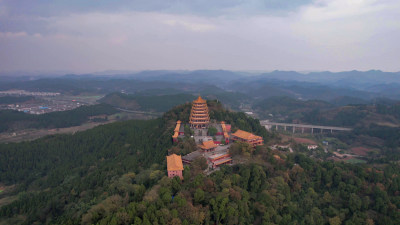 四川遂宁观音故里灵泉寺航拍