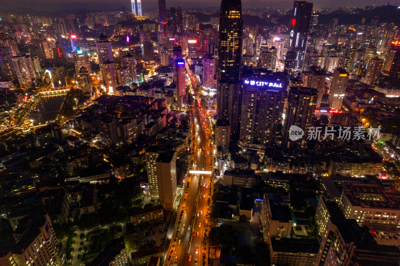 贵阳城市夜景灯光航拍摄影图