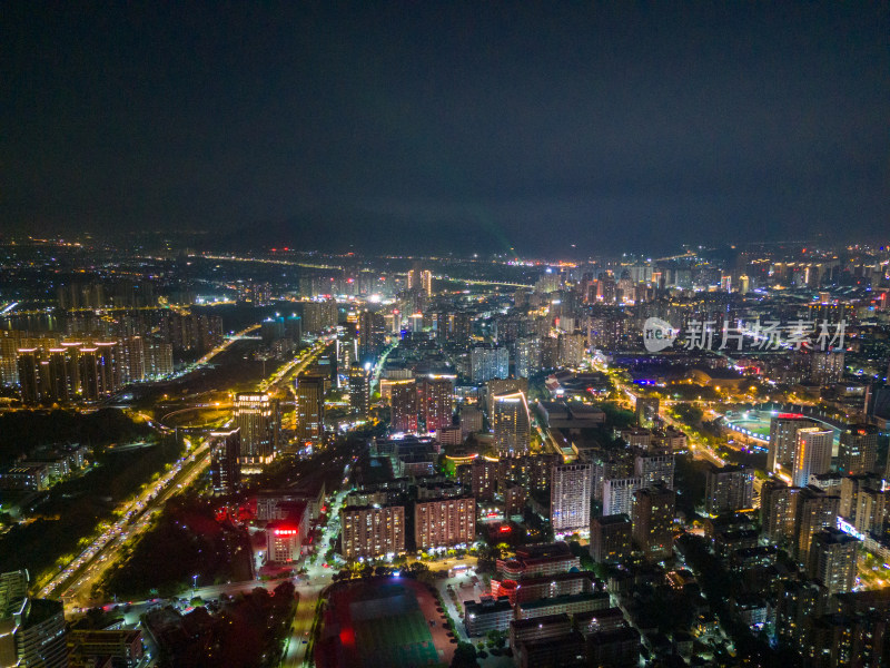 福建莆田城市大景夜景灯光航拍图