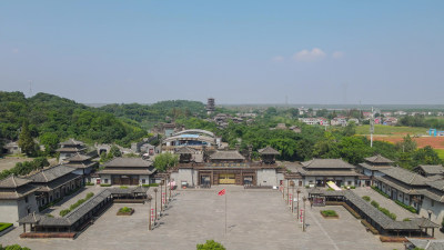 湖北咸宁三国赤壁古战场5A景区航拍