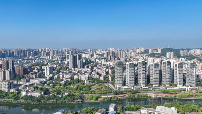 航拍四川自贡大景自贡城市建设摄影图