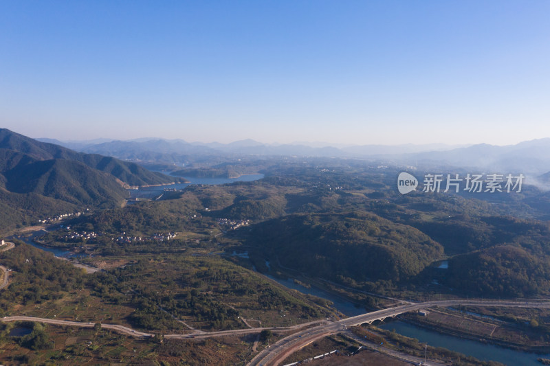 绍兴新昌钦寸水库航拍全景鸟瞰俯瞰风光