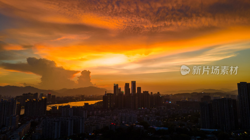 夕阳福州城市风光