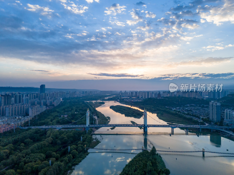 陕西宝鸡城市风光航拍图