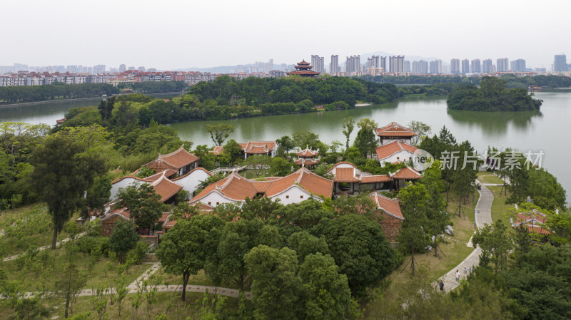 福建泉州西湖公园航拍