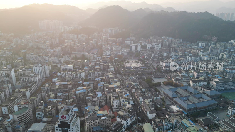 航拍贵州遵义红花岗区城市建设