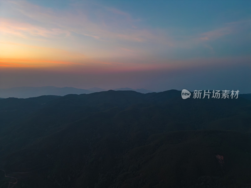 航拍山脉夕阳晚霞自然风光