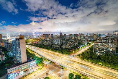 上海夜景车水马龙