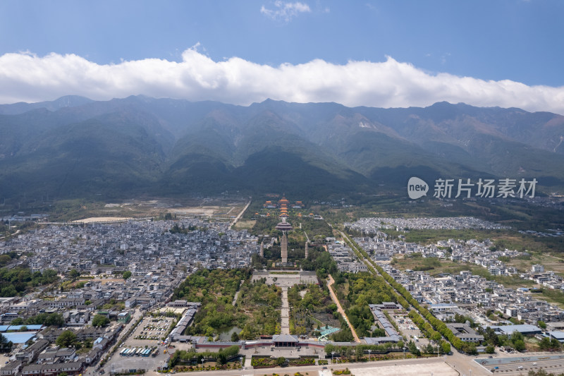 航拍云南大理崇圣寺三塔文化旅游区