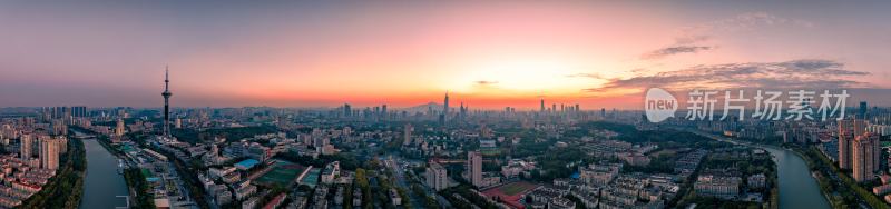 南京城市天际线日出全景