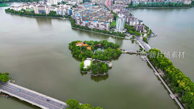 航拍湖北黄石磁湖风景区