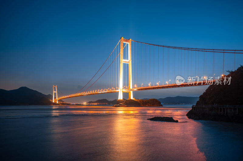 西堠门大桥夜景 舟山 跨海大桥 桥梁