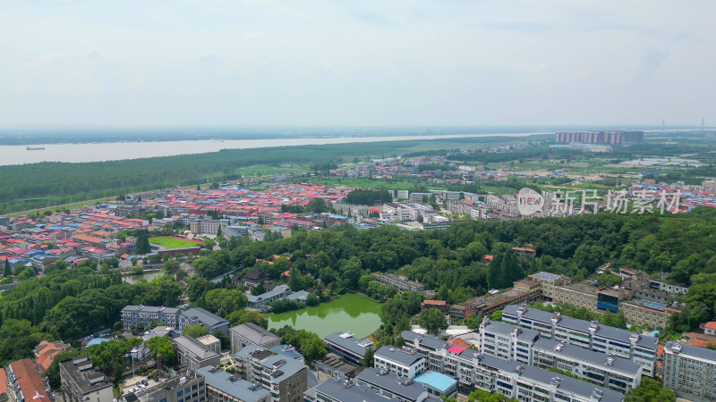 航拍湖北黄冈城市风光