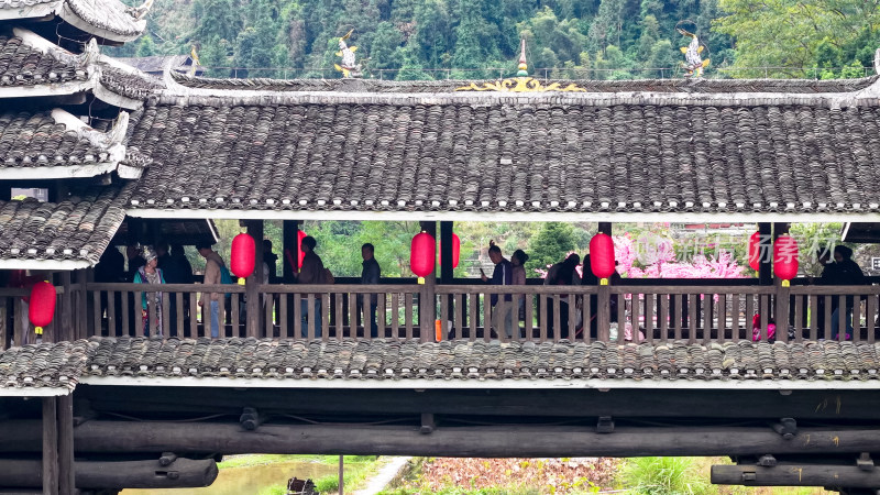 柳州三江程阳八寨景区程阳风雨桥航拍图