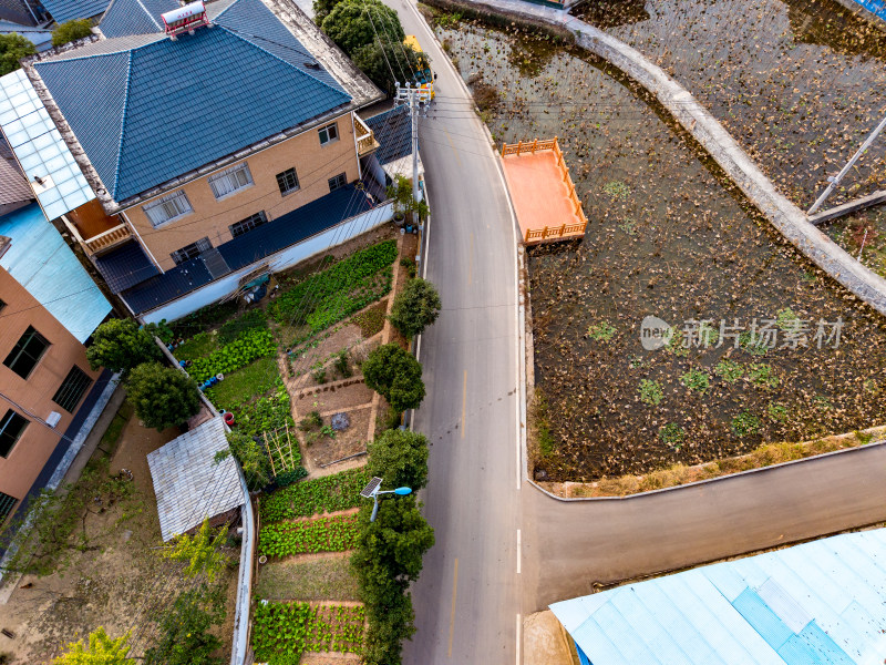 特色乡村房屋建筑道路航拍图