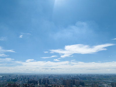 蓝天白云下湖南衡阳华新开发区 城市风光