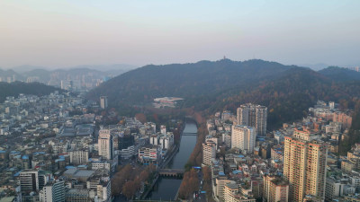 航拍贵州遵义红花岗区城市建设