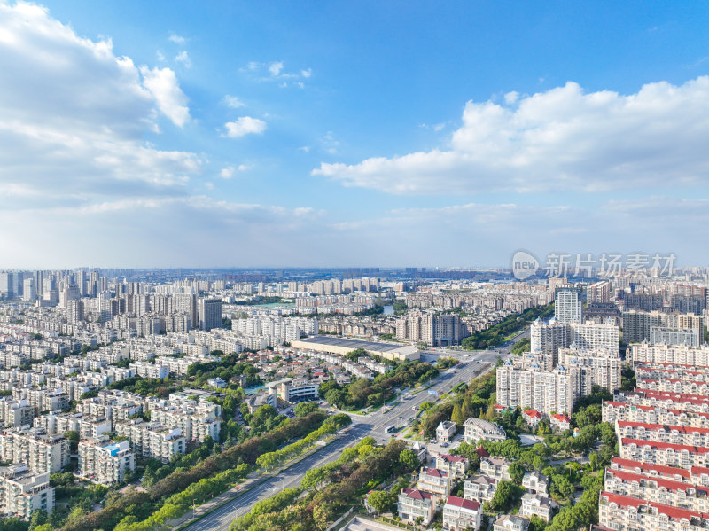 航拍昆山城市大景风光