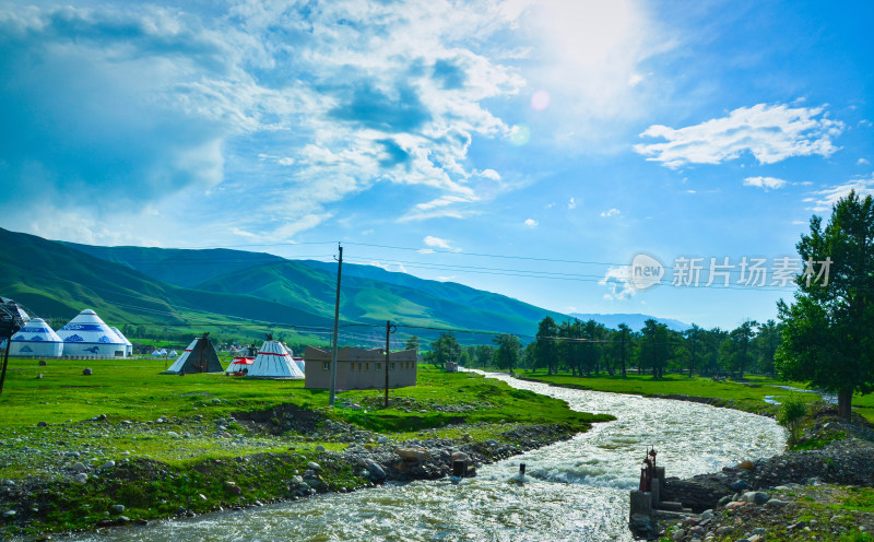 新疆伊犁那拉提草原旅游景区溪流河流
