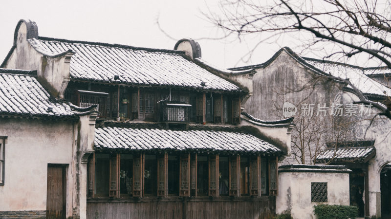 雪景江南古镇风光-乌镇