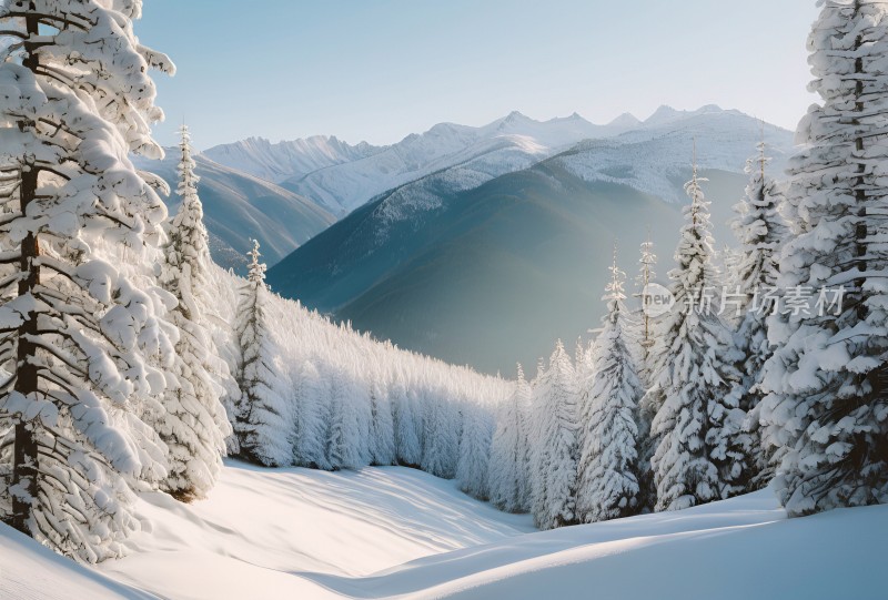 冬季森林白雪覆盖风景