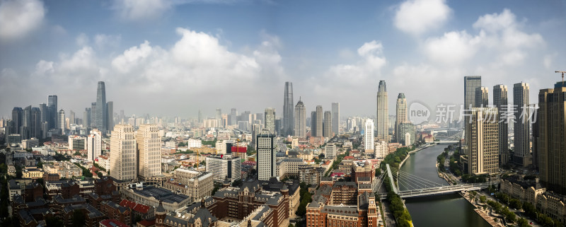 天津海河风景线城市天际线建筑风光航拍